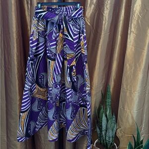 African Clothed Purple Patterned Maxi Skirt